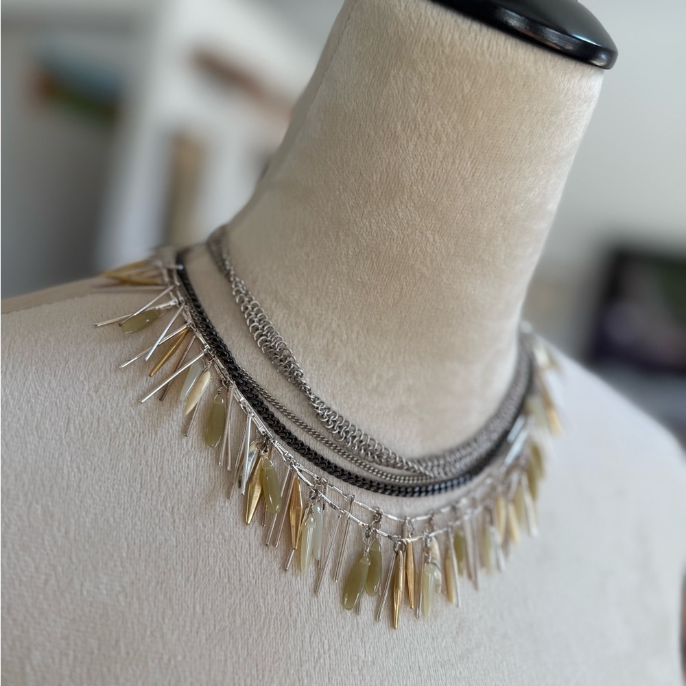 Stella & Dot Elegant Gold and Silver Layered Necklace - Picture 4 of 6